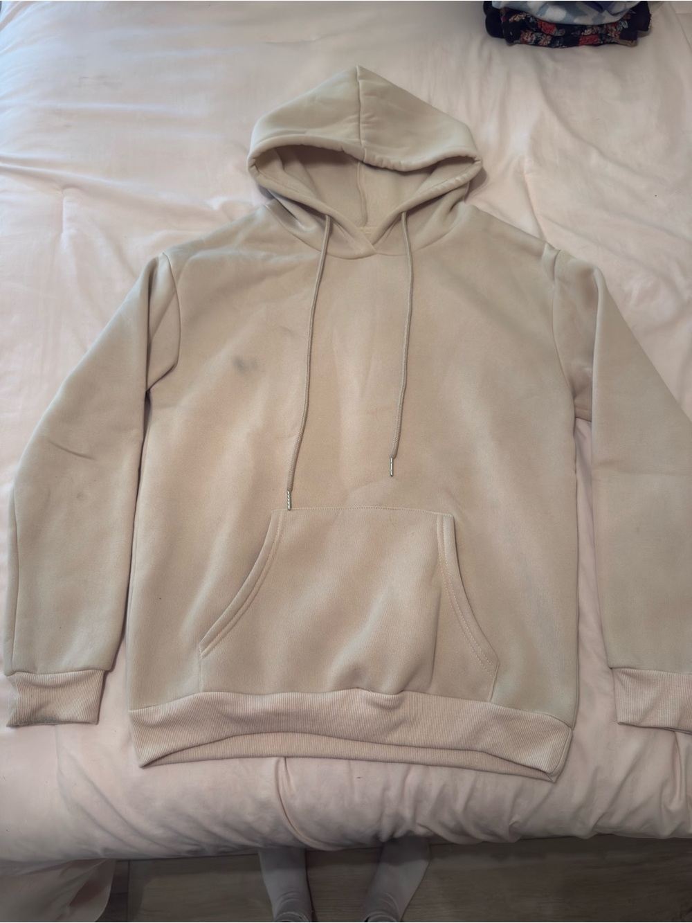 SHEIN Light Beige Women's Fleece Pullover Hoodie